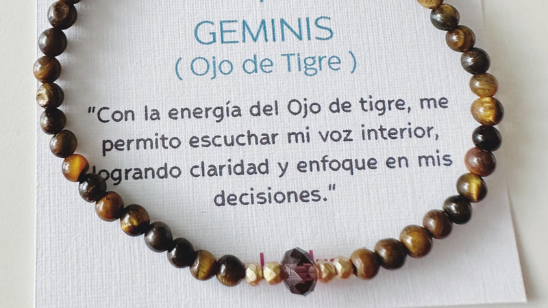 pulsera de piedra ojo de tigre para signo geminis