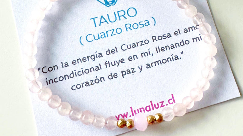 pulsera de piedra cuarzo rosa para signo tauro