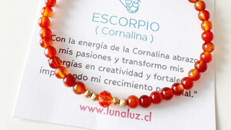 pulsera de piedra cornalina para signo escorpio