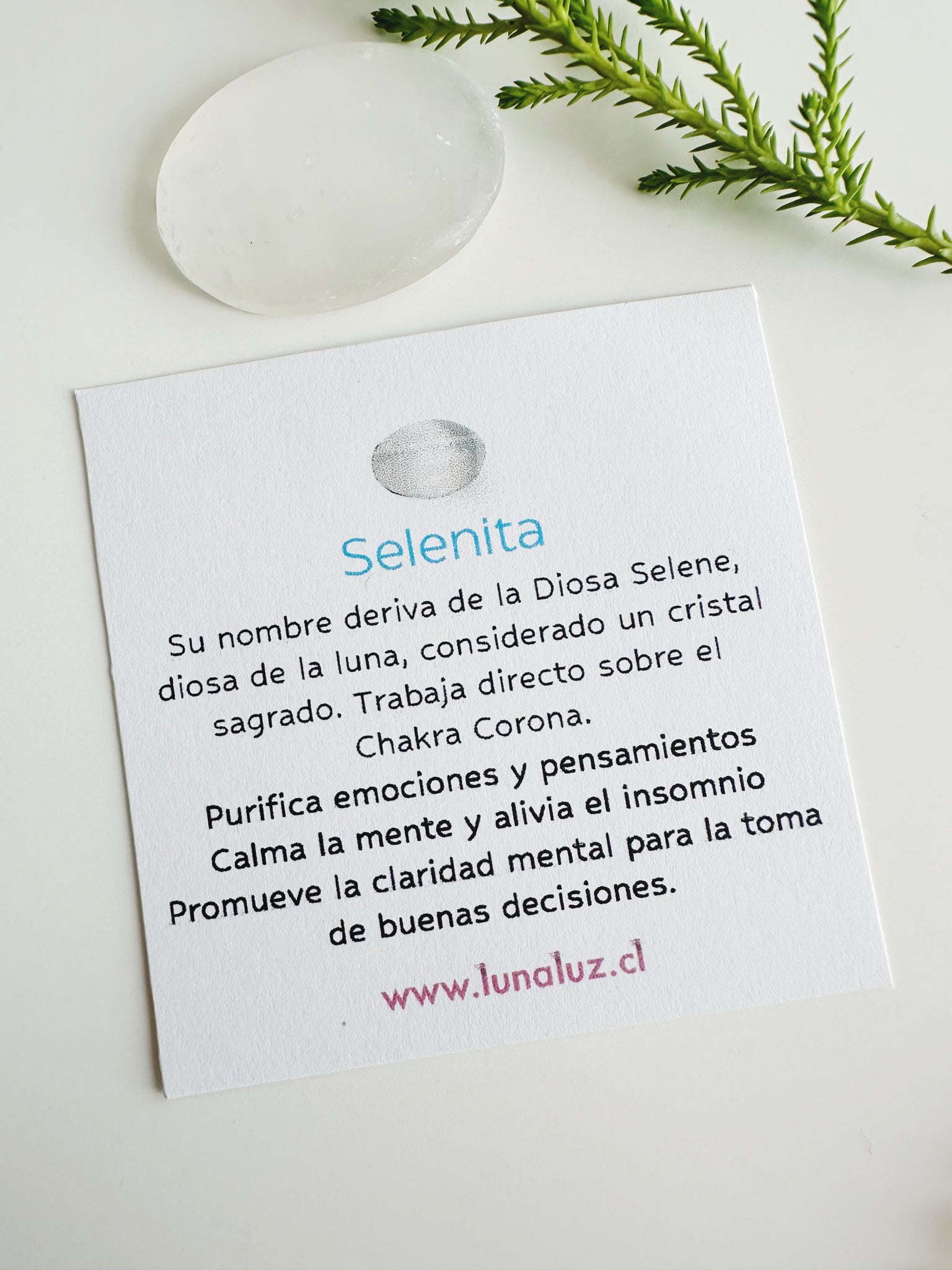 Pulsera Luna y piedra Selenita. Incluye significado de su piedra y packing para regalo