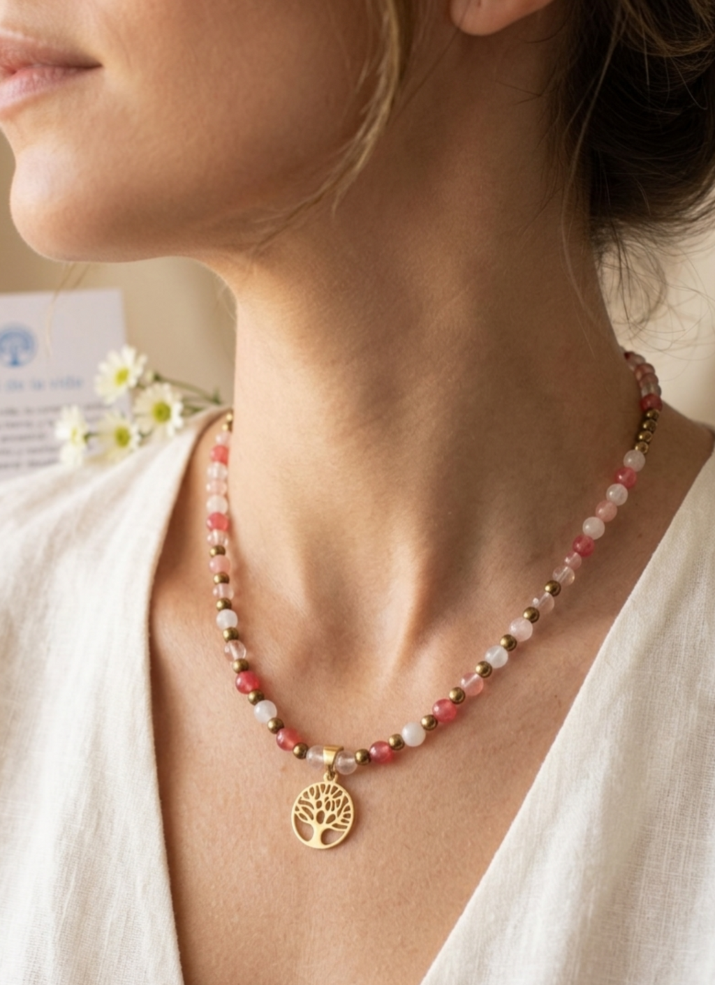 Collar Arbol de la vida  "Amor, Armonía y Crecimiento" . Piedras naturales