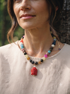 Collar "Jardin del alma" en piedras multicolores y colgante Buda