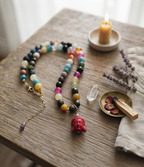 Collar "Jardin del alma" en piedras multicolores y colgante Buda