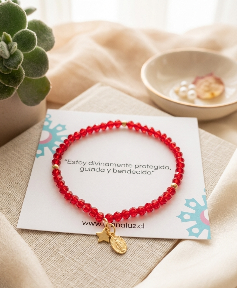 Pulsera Virgen de los rayos "Fe, Protección y Amor que Acompaña"