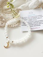Pulsera Piedra Selenita con Colgante de Luna "Luz, Intuición y Calma Interior"