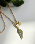 Collar amuleto Alita de ángel protección. Incluye mensaje especial y Packing para regalo