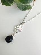 Collar de Plata 925 fátima en piedra Onix. Incluye significado de la piedra  y Packing para regalo