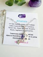 Collar luna Amatista. Incluye significado de la piedra y packing para regalo