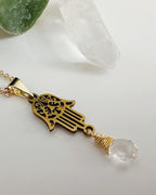 Collar Fátima y Cuarzo Cristal. Incluye significado y Packing para regalo