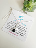 Collar de Plata 925 fátima en piedra Onix. Incluye significado de la piedra  y Packing para regalo