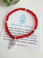 Pulsera “Protección y Amor” – Cristales Rojos con Mano de Fátima