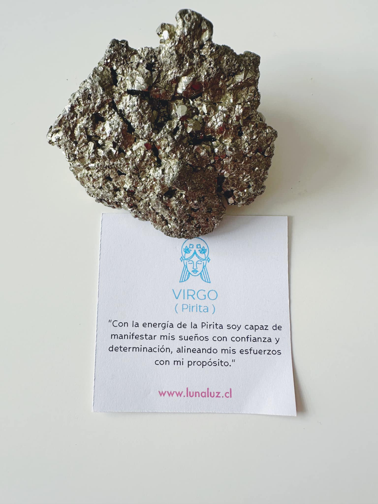 Pulsera Amuleto para Virgo en piedra Pirita . Incluye mensaje especial y Packing para regalo