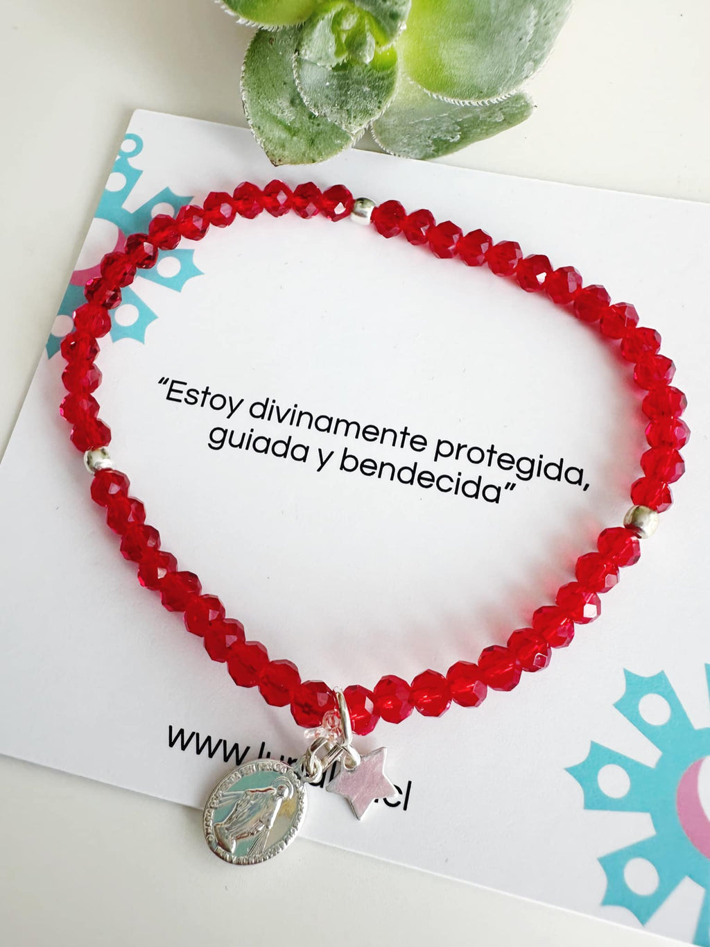Pulsera Virgen de los rayos. Incluye mensaje especial y Packing para regalo