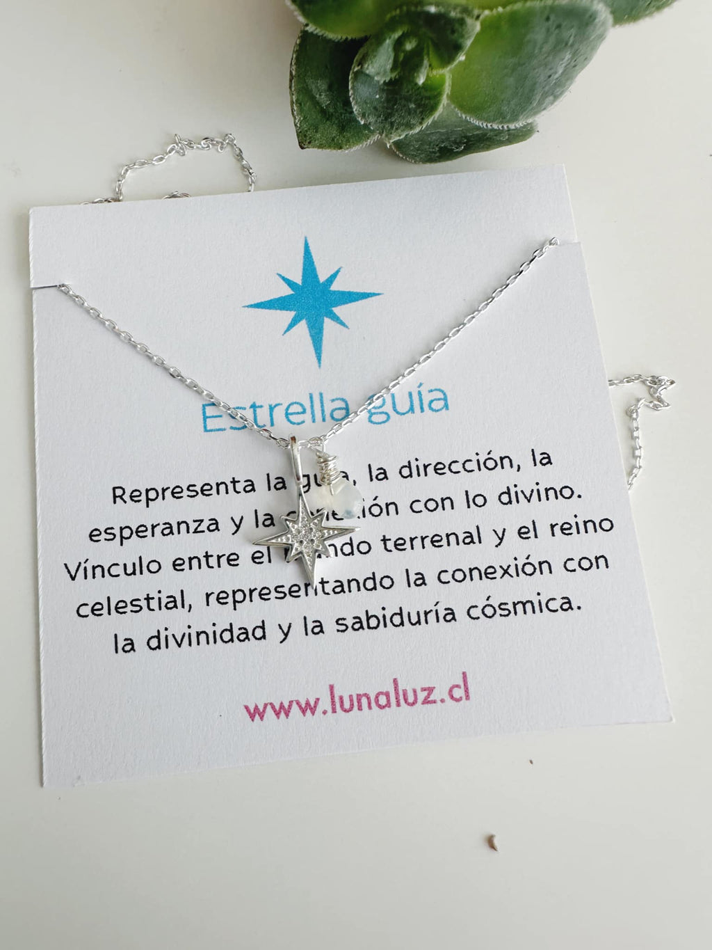 Collar Estrella Guía piedra Ópalo. Incluye significado y packing para regalo
