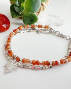 Pulsera silver duo Piedra del Sol y Mostacillas. Incluye Packing para regalo