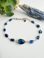 Pulsera de Plata 925 en piedra natural Cianita Azul. Incluye significado de la piedra y Packing para regalo