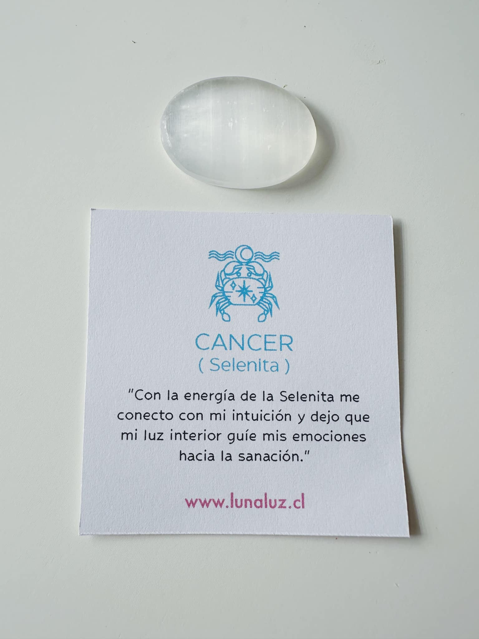 Pulsera Amuleto para Cáncer en piedra Selenita. Incluye mensaje especial y Packing para regalo