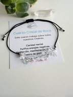 Pulsera ajustable de Cuarzo Cristal. Incluye packing para regalo