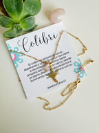 Collar Colibrí Cuarzo Rosa. Incluye significado y packing para regalo