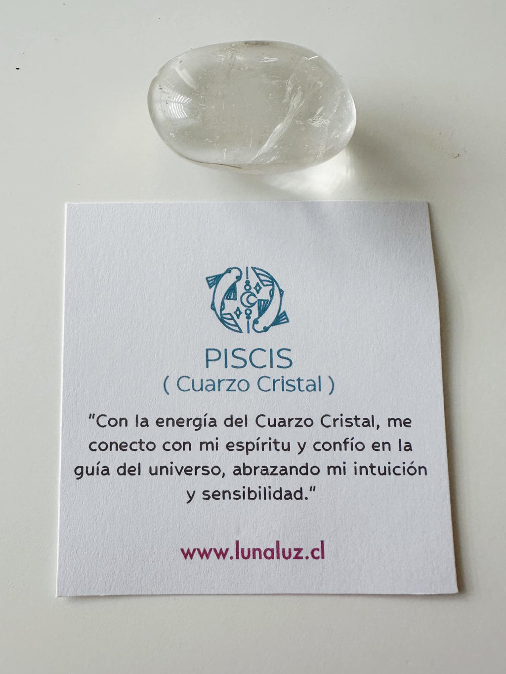 Pulsera signo Piscis en Cuarzo Cristal. Incluye mensaje especial y Packing para regalo