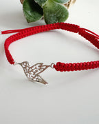 Pulsera de Plata 925 Colibrí tejida en hilo ajustable. Incluye Significado y packing para regalo