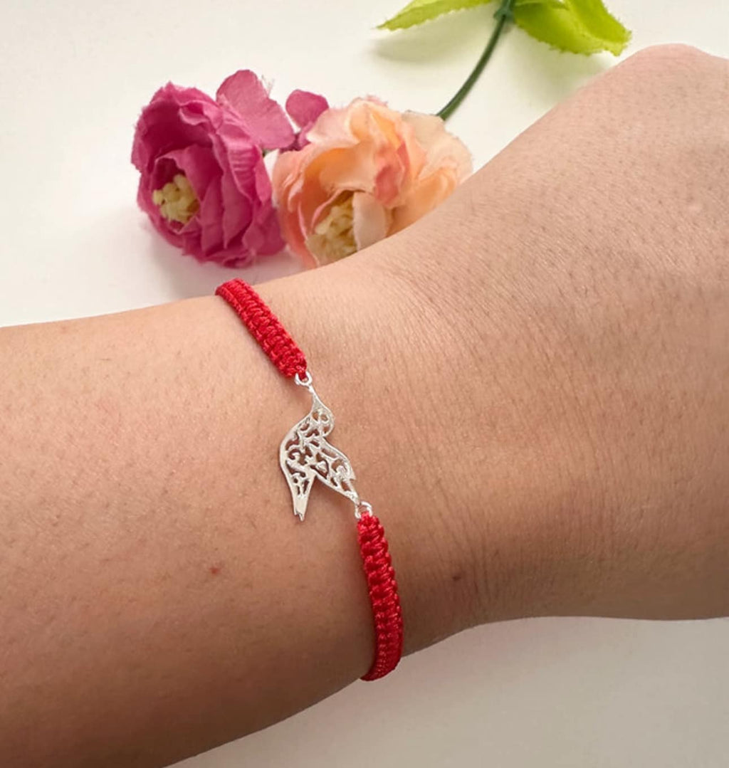 Pulsera de Plata 925 Colibrí tejida en hilo ajustable. Incluye Significado y packing para regalo
