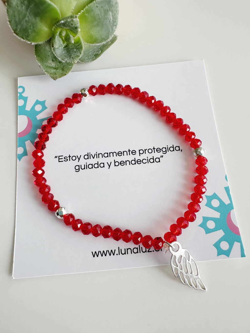 Pulsera de protección Ala de Ángel. Incluye mensaje especial y Packing para regalo