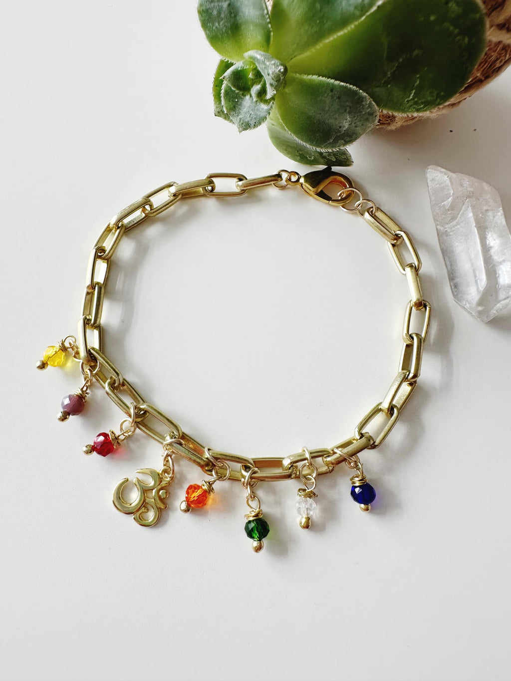 Pulsera 7 chakras. Incluye mantra impreso y packing para regalo