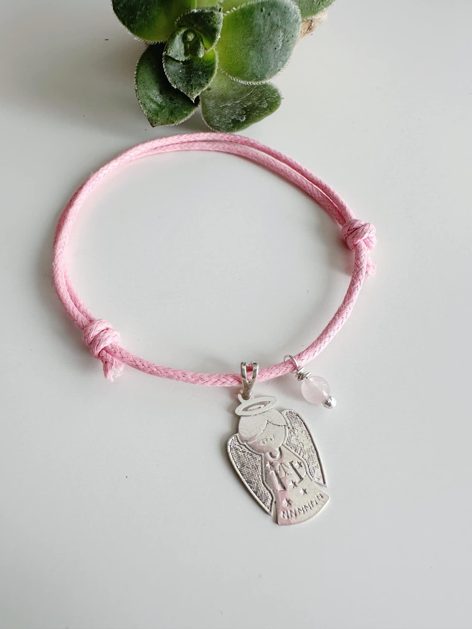 Pulsera Angel de la guarda cordón ajustable. Incluye envoltorio de regalo