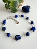 Pulsera de Plata 925 en piedra natural Lapislázuli Incluye significado de la piedra y Packing para regalo