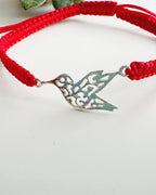 Pulsera de Plata 925 Colibrí tejida en hilo ajustable. Incluye Significado y packing para regalo