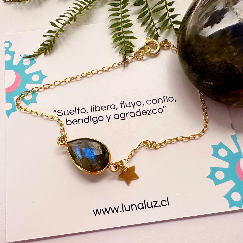 Pulsera “Intuición” piedra Labradorita. Incluye packing regalo y significado de la Piedra