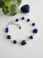 Pulsera de Plata 925 en piedra natural Lapislázuli Incluye significado de la piedra y Packing para regalo