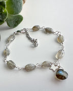 Pulsera silver “Intuición” en piedras nautrales Labradoritas. Incluye significado de la piedra y Packing para regalo