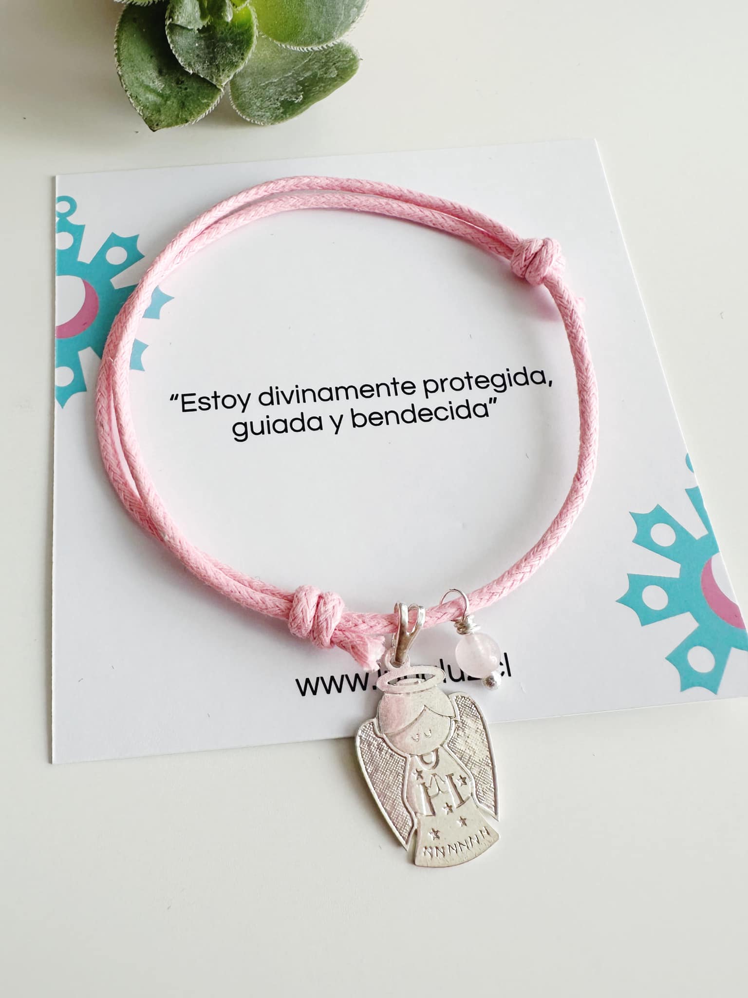 Pulsera Angel de la guarda cordón ajustable. Incluye envoltorio de regalo