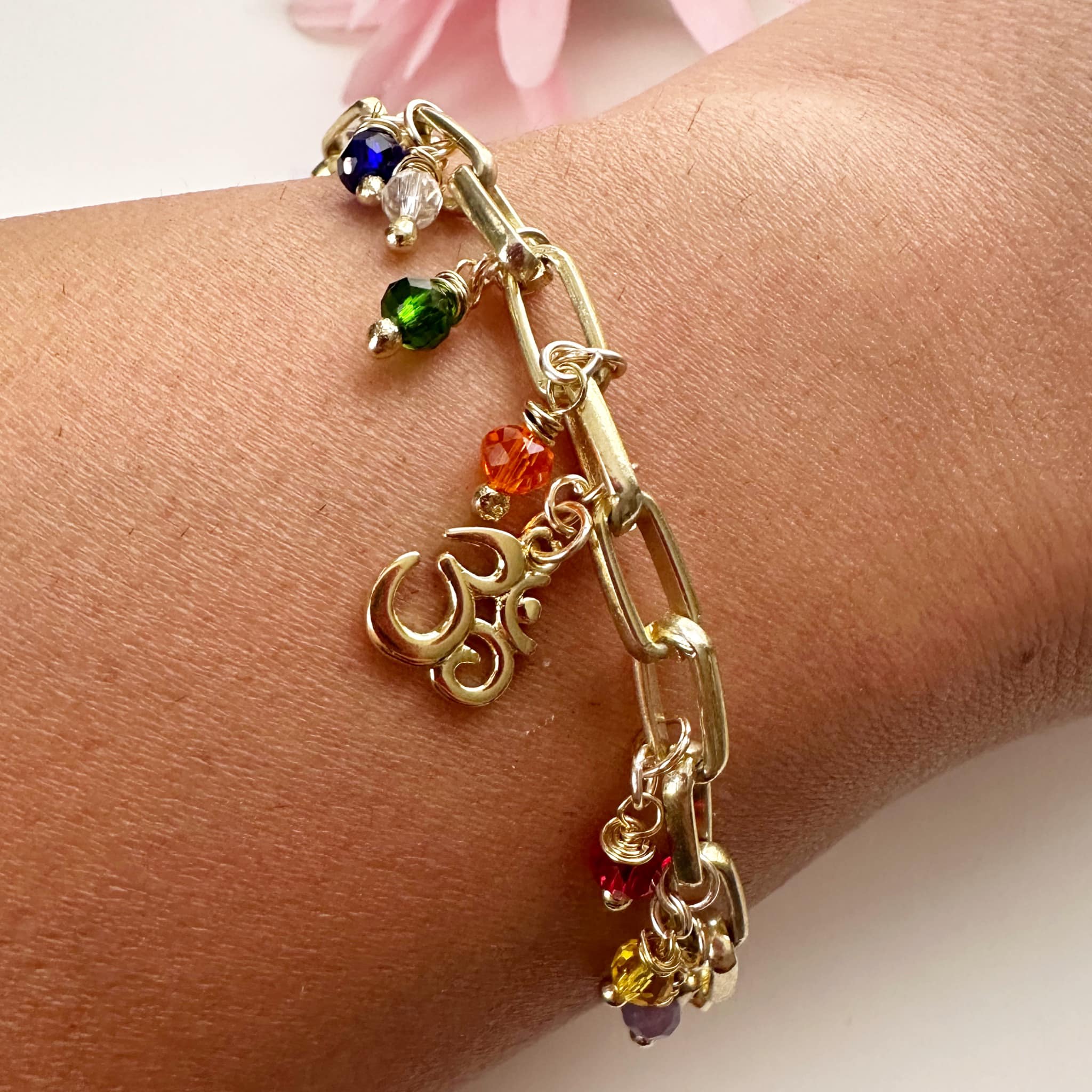 Pulsera 7 chakras. Incluye mantra impreso y packing para regalo