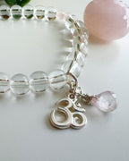 Pulsera OM Cuarzo Cristal y Cuarzo rosa. Incluye packing regalo y significado de la Piedra