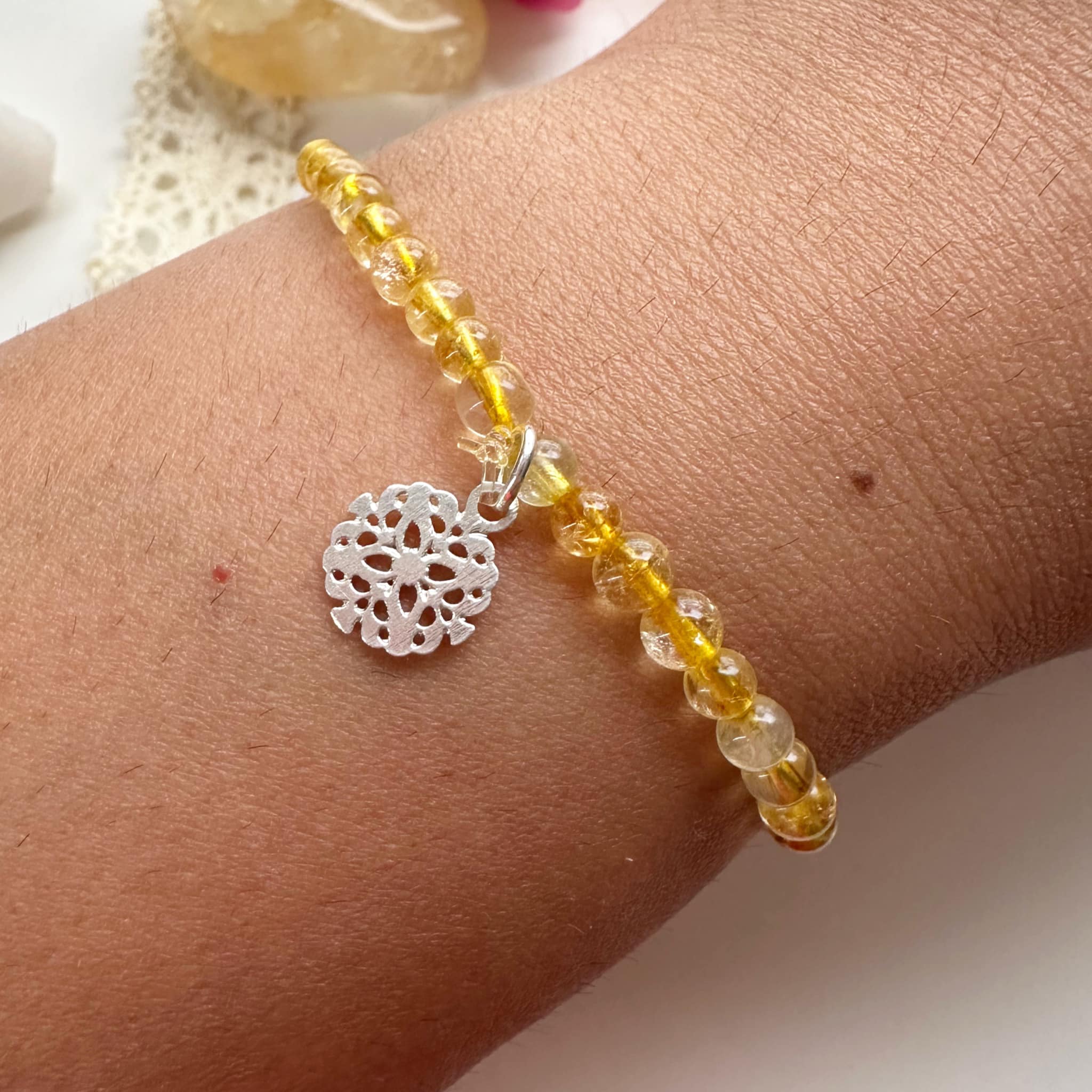 Pulsera "Alegria de vivir" en piedra Cuarzo Citrino