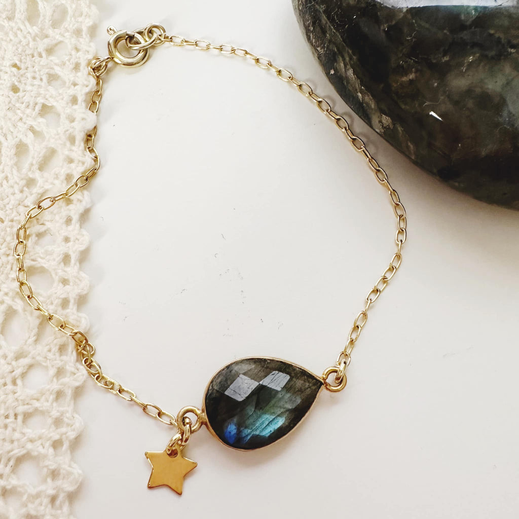 Pulsera “Intuición” piedra Labradorita. Incluye packing regalo y significado de la Piedra