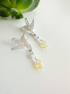 Aros Colibrí en Piedra Ópalo etíope. Incluye significado de la piedra y packing para regalo