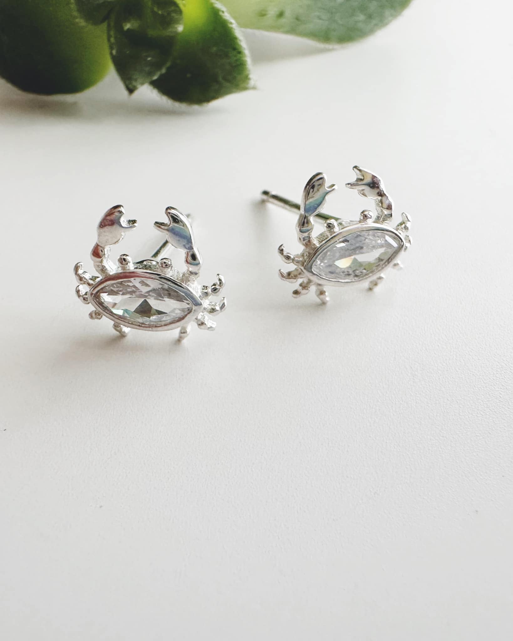 Aros cangrejito en circones. Incluye packing para regalo