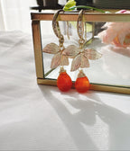 Aros flor en piedra Cornalina. Incluye significado de la piedra y  packing  para regalo