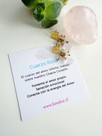 Aros piedra Cuarzo Rosa. Incluye significado de la piedra y Packing para regalo