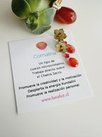 Aros flor piedra Cornalina. Incluye significado de la piedra y packing para regalo