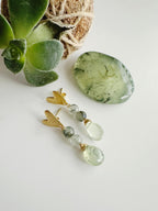 Aros piedra Prehnita. Inclye significado de la piedra y Packing para regalo