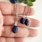 Conjunto de Plata en piedras Lapislázuli. Incluye significado de la piedra y packing para regalo