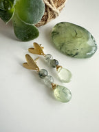 Aros piedra Prehnita. Inclye significado de la piedra y Packing para regalo