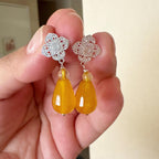 Aros silver piedra Ágata Amarilla. Incluye significado de lapiedra y packing para regalo