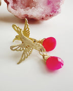 Aros Colibrí en piedra Calcedonia. Incluye Significado y packing para regalo