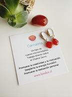 Aros piedra Cornalina. Incluye significado de la piedra y packing para regalo